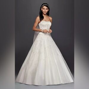 Oleg Cassini White Strapless Bridal Gown
